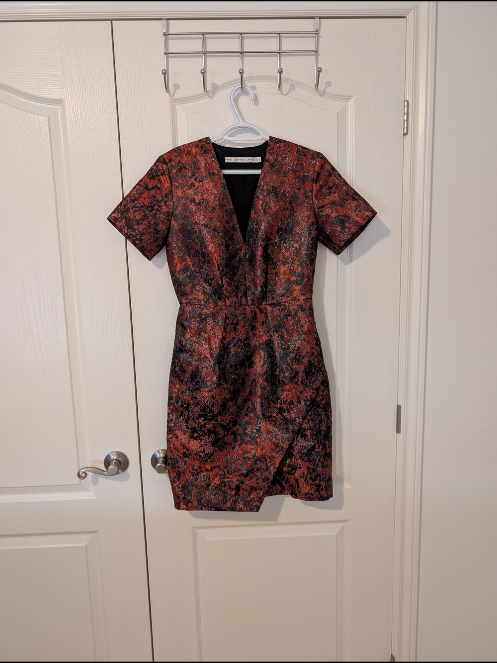 & Other Stories Rust and Black V-Neck Mini Dress